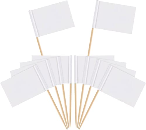 * Toothpick Flags Set: You Will Receive 100 Pieces White Toothpick Flags Without Pattern, Enough to Meet Your Different Needs von YiYaO