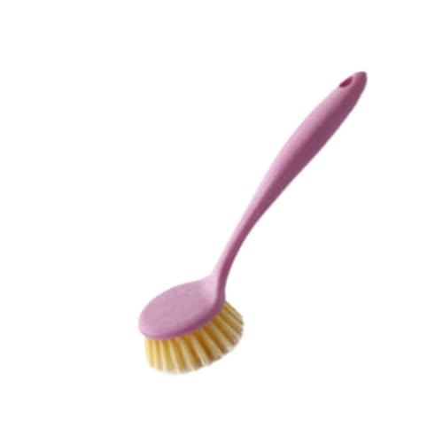 Küchenbürste mit Holzgriff zum Reinigen von Töpfen, Pfannen, Geschirr, Spüle, Herd, antihaftbeschichtet, ölbeständig, langer Griff, Geschirrspülbürste, weiche Borsten, Topfschrubber (Rosa) von YiYeraio
