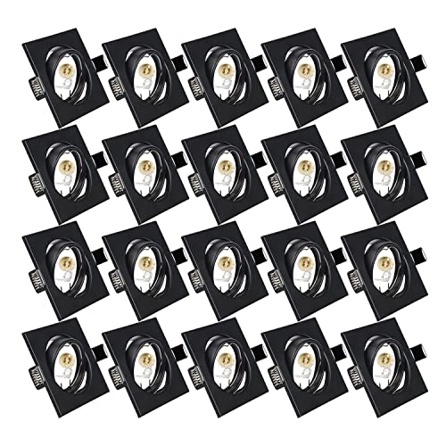 Einbaustrahler GU10 Set, Schwenkbar led spot einbaurahmen Eckig Matt Schwarz, Einbauleuchte Einbaurahmen Optik, Inkl. GU10 Fassung für LED oder Halogen Leuchtmittel, 20 Stück Einbaustrahler GU10 Set, Schwenkbar led spot einbaurahmen Eckig Matt Schwarz, Einbauleuchte Einbaurahmen Optik, Inkl. GU10 Fassung für LED oder Halogen Leuchtmittel, 20 Stück von Yiahin