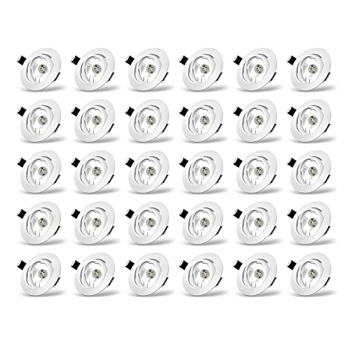 Einbaustrahler GU10 Set, Schwenkbar led spot einbaurahmen Rund Matt Weiß, Einbauleuchte Einbaurahmen Optik, Inkl. GU10 Fassung für LED oder Halogen Leuchtmittel, 30 Stück von Yiahin