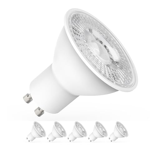 Yiahin GU10 LED Kaltweiss | LED GU10 Lampe | Kaltweiß 6000 Kelvin | 600 Lumen | LED ReflektorLampe | led Birnen | 5W ersetzt 60W Halogenlampe | LED Leuchtmittel Gu10 | 5er Pack von Yiahin