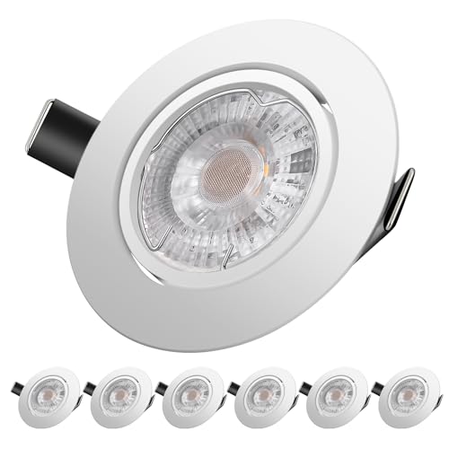 LED Deckenstrahler Einbauleuchte | 5W ersetzt 60W Watt Halogen | Warmwei_(2700 Kelvin) | 600 Lumen | 120¡ã Abstrahlwinkel | Deckeneinbaustrahler | 6 er Pack 2700K Round White von Yiahin