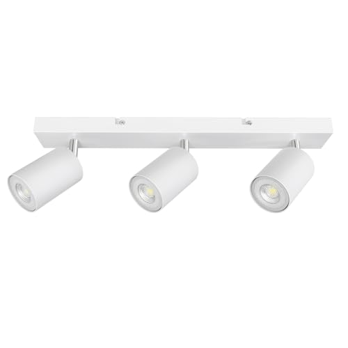 LED GU10 Deckenleuchte 3 Flammig,Deckenstrahler und Wandstrahler Schwenkbar 350°,Spotlight Deckenlampe für Wohnzimmer Schlafzimmer Küche,Weißer Streifentyp(Enthält 3 x 5W Neutralweiß GU10 Glühbirnen) von Yiahin