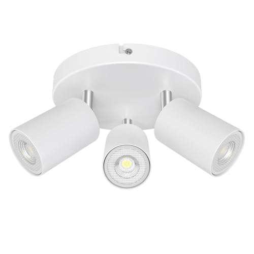 LED GU10 Deckenleuchte 3 Flammig,Deckenstrahler und Wandstrahler Schwenkbar 350°,Spotlight Lampe Deckenlampe für Wohnzimmer Schlafzimmer Küche,Weiße Scheibe(Enthält 3 x 5W Warmweiß GU10 Glühbirnen) LED GU10 Deckenleuchte 3 Flammig,Deckenstrahler und Wandstrahler Schwenkbar 350°,Spotlight Lampe Deckenlampe für Wohnzimmer Schlafzimmer Küche,Weiße Scheibe(Enthält 3 x 5W Warmweiß GU10 Glühbirnen) von Yiahin