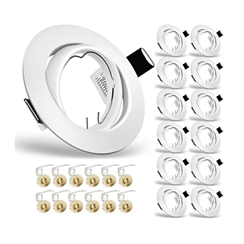 Yiahin 12x Einbaustrahler GU10 Schwenkbar Einbaurahmen GU10 68mm Rund Matt Weiß Metall Einbauleuchte Einbaurahmen Optik, Inkl. GU10 Fassung für LED oder Halogen Leuchtmittel Yiahin 12x Einbaustrahler GU10 Schwenkbar Einbaurahmen GU10 68mm Rund Matt Weiß Metall Einbauleuchte Einbaurahmen Optik, Inkl. GU10 Fassung für LED oder Halogen Leuchtmittel von Yiahin