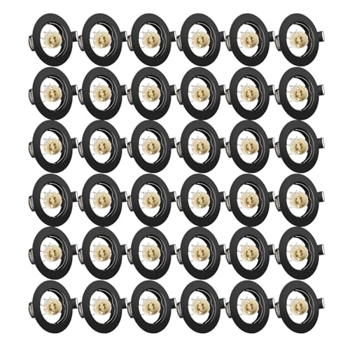 Yiahin Einbaustrahler GU10 Set, Spot Einbaurahmen Rund Matt Schwarz, Lochdurchmesser 55mm-70mm, Einbauleuchte Einbaurahmen Optik, Inkl. GU10 Fassung für LED oder Halogen(50mm-Lampen), 36 Stück von Yiahin