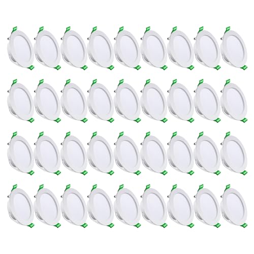 Yiahin LED Einbaustrahler 230V Ultra Flach, 4W 339LM Warmweiß 3000K, LED Spots Decke Slim, Rund Einbauleuchten Deckenstrahler, LED Downlights Set für Wohnzimmer Innenbereich, 36er Set von Yiahin