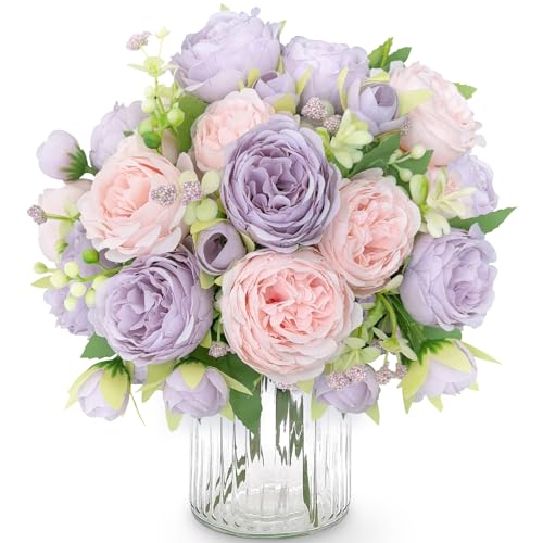 YianHien 4 Bündel Pfingstrosen Kunstblumen, Rosa Lila Künstlich Pfingstrosenstrauß, Künstliche Pfingstrose Seidenblumen für Hochzeit Partei Heimdekoration Tischaufsätze Dekor Seidenrosen Brautstrauß YianHien 4 Bündel Pfingstrosen Kunstblumen, Rosa Lila Künstlich Pfingstrosenstrauß, Künstliche Pfingstrose Seidenblumen für Hochzeit Partei Heimdekoration Tischaufsätze Dekor Seidenrosen Brautstrauß von YianHien