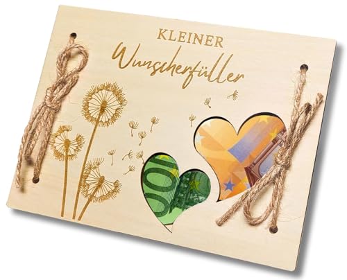 YianHien Wunscherfüller Geldgeschenke Verpackung, Originelle Pusteblume Holz Geldgeschenk für Männer Frauen, Personalisierte Geldgeschenk für Geburtstag Hochzeit Jugendweihe Reise Urlaub Kommunion von YianHien