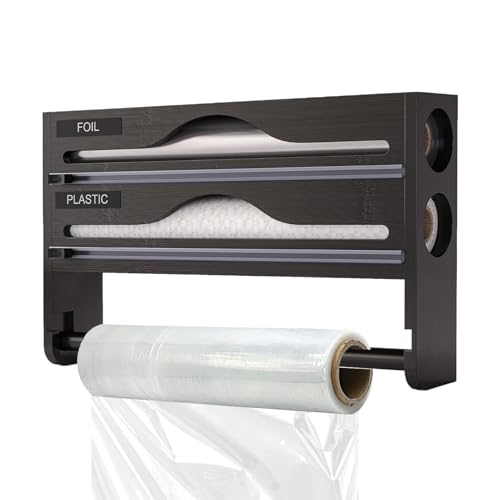 Yianyal Folienhalter Mit Cutter - Folien Spender mit Cutter,Wandmontierter Schneidekasten Küchenorganizer Für Schrank Vorratsschrank Kühlschrank Aufbewahrung von Yianyal