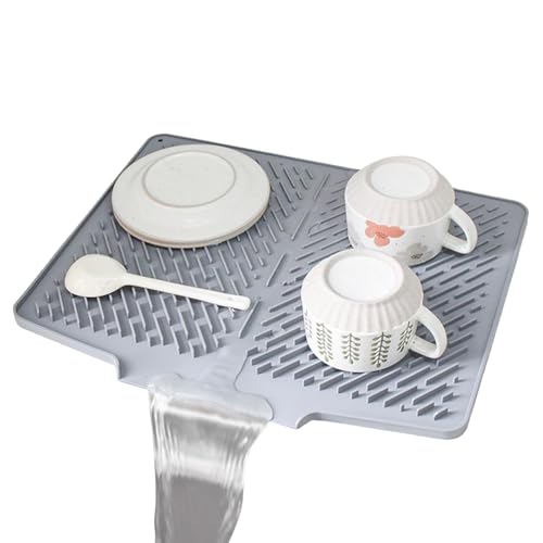 Yianyal Spülgeschirr Trocknungsmatte - Silicone Spülabtropfmatte Für Küchentheke Geschirr Abtropfunterlage | Rutschfeste hitzebeständige Arbeitsplatten-Schutzmatte Spritzschutz Silikon Abtropfmatte von Yianyal