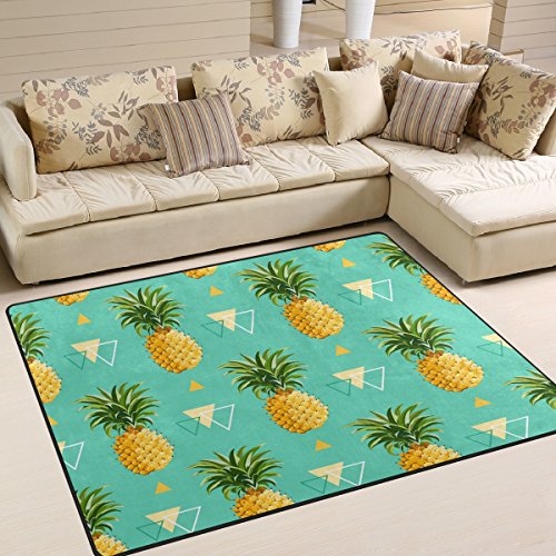 yibaihe Geometrische Ananas Hintergrund Bedruckt Große Fläche Teppiche, leicht Rutschfeste antistatisch wasserabweisend Boden Teppich für Wohnzimmer Schlafzimmer Home Deck Terrasse,203 x 147 cm von Mnsruu