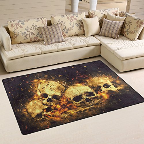 yibaihe leicht Bedruckt Bereich Teppich Teppich Fußmatte Dekorative Skulls und Knochen wasserabweisend leicht zu reinigen für Wohnzimmer Schlafzimmer 153 x 100 cm von Mnsruu