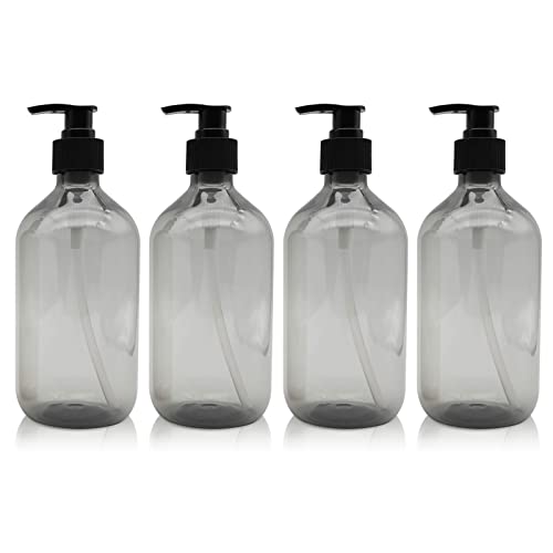 Leere Pumpflaschen, 300 ml Nachfüllbare Flasche für Kochsoßen, Flüssigseifenspender, nachfüllbarer Behälter für Kochsoßen, ätherische Öle, Lotionen, Seife, Bio-Schönheitsprodukte (4Pcs Grau) von Yibang