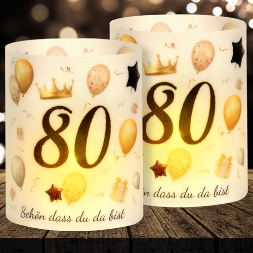 Windlicht Tischdeko 80. Geburtstag - Happy Birthday Deko für Frauen und Männer - Geeignet für Teelichter oder Kerzen Windlicht Tischdeko 80. Geburtstag - Happy Birthday Deko für Frauen und Männer - Geeignet für Teelichter oder Kerzen von Yibat