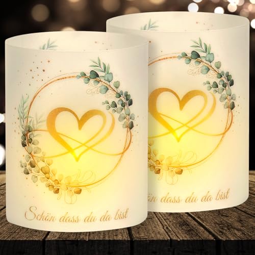 16 Windlicht Tischdeko Hochzeit, Hochzeitsdeko Tisch Teelichter Deko, Windlichter Tischdeko Liebe, Jubiläum Windlicht Goldene Hochzeit Deko, Geeignet für Teelichter oder Kerzen von Yibat