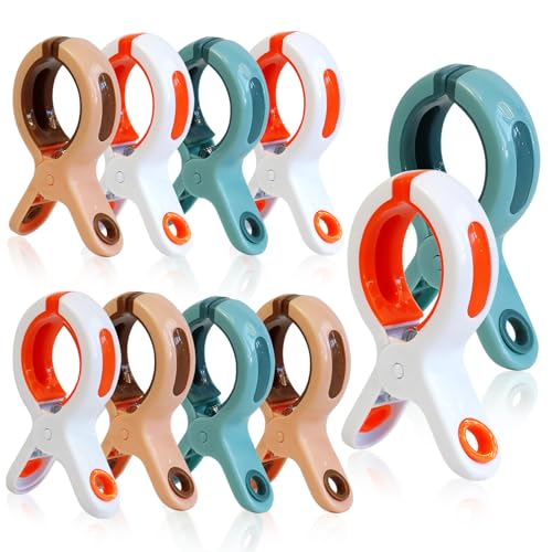 10 Stück Große Strandtuchklammern, 10cm Handtuchklammern für Strandstühle Cruis, Handtuchhalter für Sonnenliege, Winddichte Wäscheklammern Handtuchhalter für Strandstuhl von Yicaam