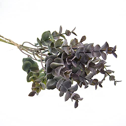 Yicare 3 Stück Künstliche Eukalyptus Pflanzen Kunststoff Grün Sträucher UV-beständig Gefälschte Außenpflanzen Faux Eukalyptus für Hausgarten Veranda Blumenarrangement Dekoration (Purple,35) von Yicare