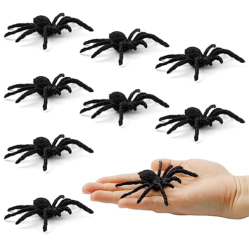 Halloween Spinne Deko,Spinnen Deko Für Halloween Realistische,Halloween Deko Outdoor Gruselig,Halloween Plastik Gruselige Spinnen 7*8Cm 8 Stück,Halloween Deko Gruselig Riesen Spinne Halloween von Yicelerate
