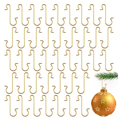 Yicelerate 100 Stück Christmas Ornament Hooks,Aufhänger Christbaumkugeln Für Weihnachtsbaum,Weihnachtsbaum Kugelaufhänger,Christmas Tree Hooks,Weihnachtsschmuck S Haken,Weihnachten Haken Gold von Yicelerate