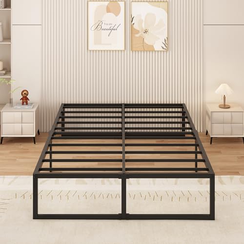 Yicensen Metallbett 120x200 cm 41 cm Hoch, Großer Stauraum unter dem Bett, Doppelbettgestell aus Metall mit Stahllattenstütze, Einfache Montage, Geräuschlos, Kein Boxspringbett, Schwarz von Yicensen