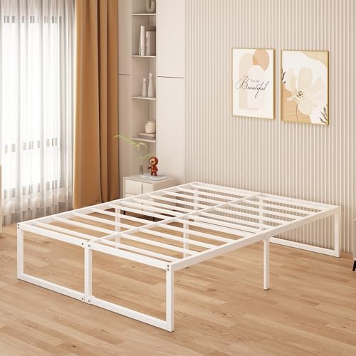 Yicensen Metallbett 140x190 cm - 46 cm Hoch, Großer Stauraum unter dem Bett, Doppelbettgestell aus Metall mit Stahllattenstütze, Einfache Montage, Geräuschlos, Kein Boxspringbett, Weiß Yicensen Metallbett 140x190 cm - 46 cm Hoch, Großer Stauraum unter dem Bett, Doppelbettgestell aus Metall mit Stahllattenstütze, Einfache Montage, Geräuschlos, Kein Boxspringbett, Weiß von Yicensen
