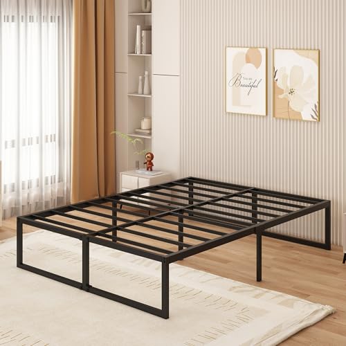 Yicensen Metallbett 150x190 cm - 46 cm Hoch, Großer Stauraum unter dem Bett, Doppelbettgestell aus Metall mit Stahllattenstütze, Einfache Montage, Geräuschlos, Kein Boxspringbett, Schwarz Yicensen Metallbett 150x190 cm - 46 cm Hoch, Großer Stauraum unter dem Bett, Doppelbettgestell aus Metall mit Stahllattenstütze, Einfache Montage, Geräuschlos, Kein Boxspringbett, Schwarz von Yicensen