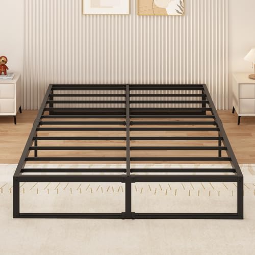 Yicensen Metallbett 160x200 cm, Metallbettgestell Doppelbett mit Stahllattenstütze, Einfach zu Montieren, Geräuschlos, Kein Boxspringbett Erforderlich, 30cm Hoch, Schwarz von Yicensen
