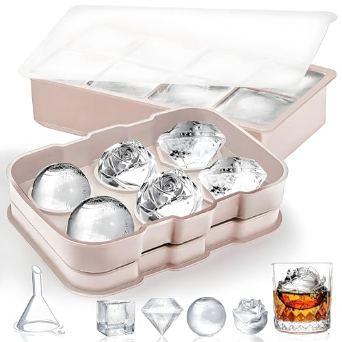 Yichalodge Eiswürfelform Silikon 2 Stück Eiswürfelbehälter mit Deckel Große Quadratische 5cm Ice Cube Tray Eiswürfel Form für Bier Whisky Cocktails Saft Schokolade (Rosa) von Yichalodge