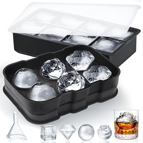 Yichalodge Eiswürfelform Silikon 2 Stück Eiswürfelbehälter mit Deckel Große Quadratische 5cm Ice Cube Tray Eiswürfel Form für Bier Whisky Cocktails Saft Schokolade (Schwarz) von Yichalodge