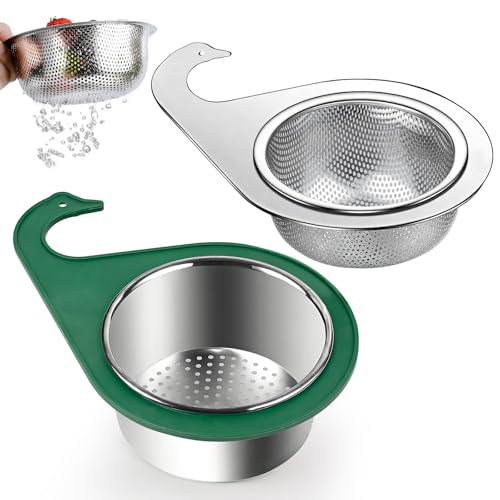 Yichalodge Sieb für Spülbecken Edelstahl 2 Stück Waschbecken Sieb Schwanenform Siebkorb Wasserhahn Hängender Filterkorb zum Waschen für Wasserhähne mit einem Durchmesser < 4.3 cm von Yichalodge
