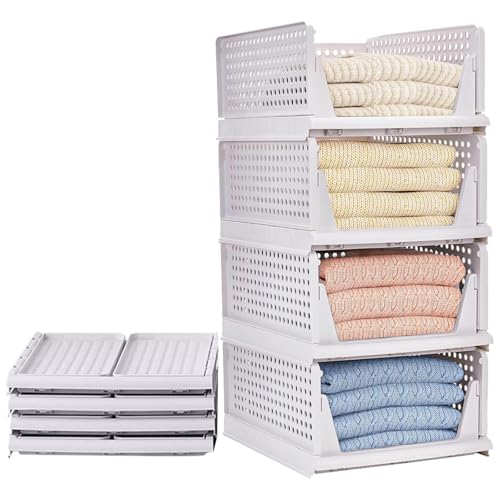 4 Set Faltbaren Kleiderschrank Organizer, Schubladenbox Stapelbaren Aufbewahrungsboxen Plastik Organizer Regal Schrank für Kleidung Schlafzimmer Küche Badezimmer-Weiß 4 Set Faltbaren Kleiderschrank Organizer, Schubladenbox Stapelbaren Aufbewahrungsboxen Plastik Organizer Regal Schrank für Kleidung Schlafzimmer Küche Badezimmer-Weiß von Yidaxing