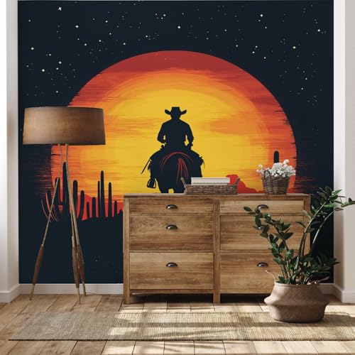 Yidbhsse Amerikanischer Western 3d Tapeten Wohnzimmer, Wild Cowboy Vliestapete, Sonne Sternenhimmel Motivtapeten Schlafzimmer, Fototapete 450x315 cm, Wallpaper Wandtapete, Abwaschbare Tapete Küche Yidbhsse Amerikanischer Western 3d Tapeten Wohnzimmer, Wild Cowboy Vliestapete, Sonne Sternenhimmel Motivtapeten Schlafzimmer, Fototapete 450x315 cm, Wallpaper Wandtapete, Abwaschbare Tapete Küche von Yidbhsse