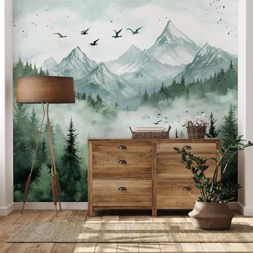 Yidbhsse Aquarell Wald Tapete 150x100 cm, Berg Baum Vliestapete Wasserfest, Natur Landschaft Fototapete 3d Effekt, Wandtapete Wohnzimmer, Abwaschbare Wallpaper Motivtapeten Schlafzimmer Yidbhsse Aquarell Wald Tapete 150x100 cm, Berg Baum Vliestapete Wasserfest, Natur Landschaft Fototapete 3d Effekt, Wandtapete Wohnzimmer, Abwaschbare Wallpaper Motivtapeten Schlafzimmer von Yidbhsse