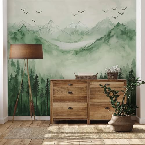 Yidbhsse Aquarell Wald Tapete 368x254 cm, Berg Baum Vliestapete Wasserfest, Natur Landschaft Fototapete 3d Effekt, Wandtapete Wohnzimmer, Abwaschbare Wallpaper Motivtapeten Schlafzimmer Yidbhsse Aquarell Wald Tapete 368x254 cm, Berg Baum Vliestapete Wasserfest, Natur Landschaft Fototapete 3d Effekt, Wandtapete Wohnzimmer, Abwaschbare Wallpaper Motivtapeten Schlafzimmer von Yidbhsse