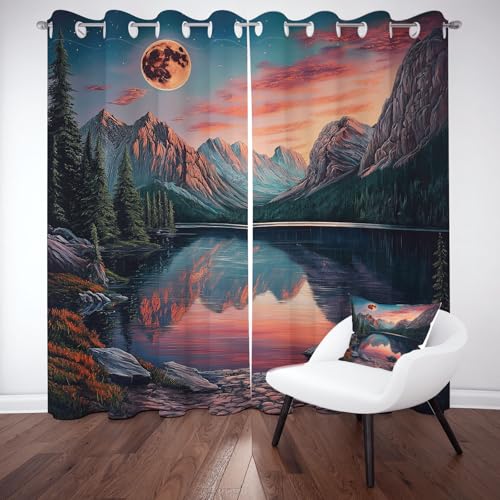 Yidbhsse Berg Wasser Curtains Blackout 2er Set 225x140cm, Verdunklungsvorhänge Wohnzimmer See Baum Vorhäng Mit Ösen, Natur Landschaft Blickdichte Gardinen Schlafzimmer Yidbhsse Berg Wasser Curtains Blackout 2er Set 225x140cm, Verdunklungsvorhänge Wohnzimmer See Baum Vorhäng Mit Ösen, Natur Landschaft Blickdichte Gardinen Schlafzimmer von Yidbhsse