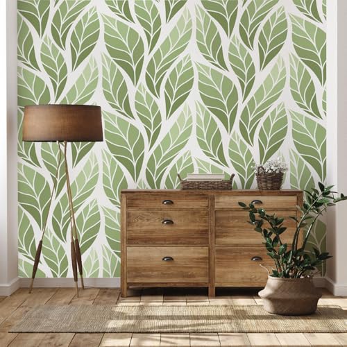 Yidbhsse Blatt Botanisch Tapete 368x254 cm, Pflanzen Fashion Vliestapete Wasserfest, Modern Kunst Fototapete 3d, Wandtapete Wohnzimmer, Abwaschbare Wallpaper Motivtapeten Schlafzimmer von Yidbhsse