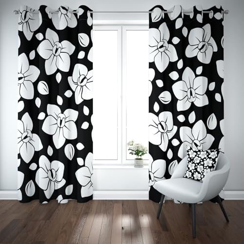 Yidbhsse Blumenmuster Curtains Blackout 2er Set 225x140cm, Verdunklungsvorhänge Wohnzimmer Floral Drucken Vorhäng Mit Ösen, Schwarz Und Weiß Blickdichte Gardinen Schlafzimmer Yidbhsse Blumenmuster Curtains Blackout 2er Set 225x140cm, Verdunklungsvorhänge Wohnzimmer Floral Drucken Vorhäng Mit Ösen, Schwarz Und Weiß Blickdichte Gardinen Schlafzimmer von Yidbhsse