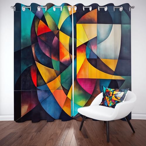 Yidbhsse Bunt Geometrie Verdunkelungsvorhang Ösen, Farbig Fashion Vorhang Blickdicht Schlafzimmer 2er Set, Modern Kunst Thermovorhang Kälteschutz, Blackout Curtain Wohnzimmer 175x140cm Yidbhsse Bunt Geometrie Verdunkelungsvorhang Ösen, Farbig Fashion Vorhang Blickdicht Schlafzimmer 2er Set, Modern Kunst Thermovorhang Kälteschutz, Blackout Curtain Wohnzimmer 175x140cm von Yidbhsse