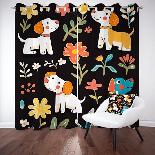 Yidbhsse Cartoon Tier Thermovorhang Hitzeschutz Blickdicht Vorhang 175x70cm, Niedlich Hund Welpe Verdunkelungsvorhang Gardinen Mit Ösen 2er Set, Blatt Botanisch Blackout Curtain Wohnzimmer Yidbhsse Cartoon Tier Thermovorhang Hitzeschutz Blickdicht Vorhang 175x70cm, Niedlich Hund Welpe Verdunkelungsvorhang Gardinen Mit Ösen 2er Set, Blatt Botanisch Blackout Curtain Wohnzimmer von Yidbhsse