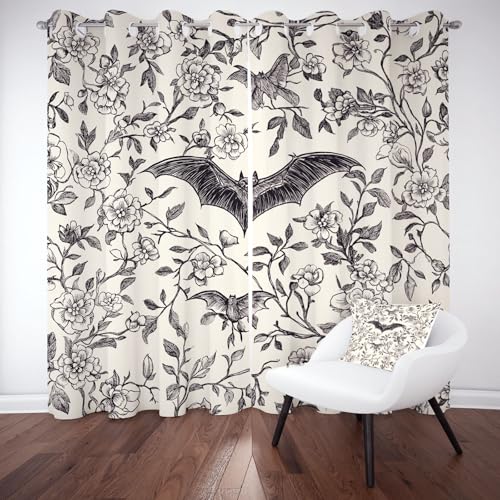 Yidbhsse Fledermaus Halloween Thermovorhang Hitzeschutz Blickdicht Vorhang 175x70cm, Zweig Tier Verdunkelungsvorhang Gardinen Mit Ösen 2er Set, Botanisch Blackout Curtain Wohnzimmer Yidbhsse Fledermaus Halloween Thermovorhang Hitzeschutz Blickdicht Vorhang 175x70cm, Zweig Tier Verdunkelungsvorhang Gardinen Mit Ösen 2er Set, Botanisch Blackout Curtain Wohnzimmer von Yidbhsse