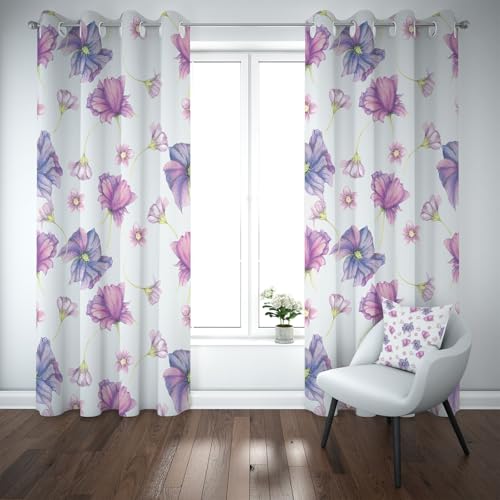 Yidbhsse Floral Ästhetik Blickdichte Gardinen Schlafzimmer, Blumenmuster Vorhäng Mit Ösen, Lila Blüten Curtains Blackout 2er Set 220x140cm, Verdunklungsvorhänge Wohnzimmer Yidbhsse Floral Ästhetik Blickdichte Gardinen Schlafzimmer, Blumenmuster Vorhäng Mit Ösen, Lila Blüten Curtains Blackout 2er Set 220x140cm, Verdunklungsvorhänge Wohnzimmer von Yidbhsse