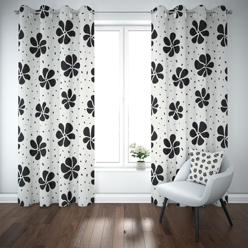 Yidbhsse Floral Drucken Blackout Curtain, Blumenmuster Thermovorhang Kälteschutz 2er Set, Vorhänge Blickdicht Wohnzimmer 160x140cm Schwarz Und Weiß Gardinen Ösen Schlafzimmer Yidbhsse Floral Drucken Blackout Curtain, Blumenmuster Thermovorhang Kälteschutz 2er Set, Vorhänge Blickdicht Wohnzimmer 160x140cm Schwarz Und Weiß Gardinen Ösen Schlafzimmer von Yidbhsse