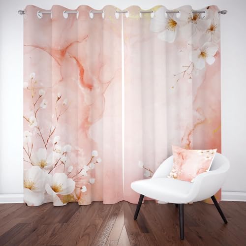 Yidbhsse Fluid Art Thermovorhang Hitzeschutz Blickdicht Vorhang 175x70cm, Pflaumenblüte Botanisch Verdunkelungsvorhang Gardinen Mit Ösen 2er Set, Rosa Marmor Blackout Curtain Wohnzimmer Yidbhsse Fluid Art Thermovorhang Hitzeschutz Blickdicht Vorhang 175x70cm, Pflaumenblüte Botanisch Verdunkelungsvorhang Gardinen Mit Ösen 2er Set, Rosa Marmor Blackout Curtain Wohnzimmer von Yidbhsse
