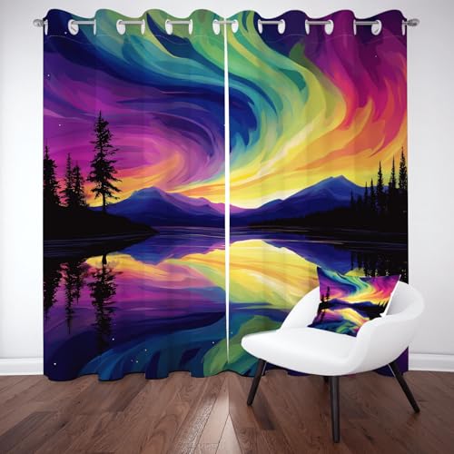 Yidbhsse Fluss See Verdunkelungsvorhang Gardinen Mit Ösen 2er Set, Fluid Art Thermovorhang Hitzeschutz Blickdicht Vorhang 137x117cm, Farbig Fashion Blackout Curtain Wohnzimmer Yidbhsse Fluss See Verdunkelungsvorhang Gardinen Mit Ösen 2er Set, Fluid Art Thermovorhang Hitzeschutz Blickdicht Vorhang 137x117cm, Farbig Fashion Blackout Curtain Wohnzimmer von Yidbhsse