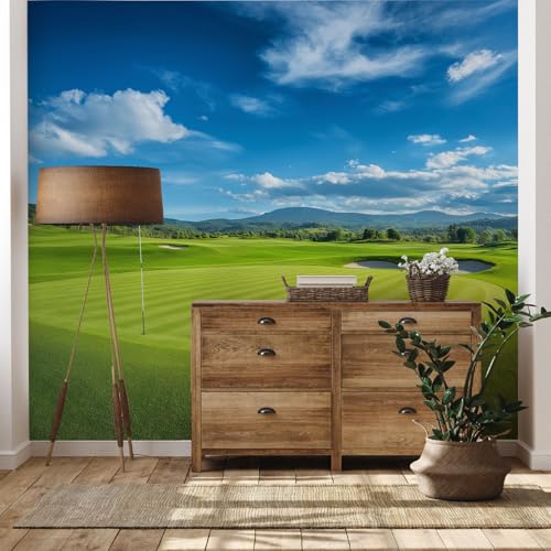 Yidbhsse Grüne Wiese Tapete 150x100 cm, Sonne Wolken Vliestapete Wasserfest, Natur Landschaft Fototapete 3d, Wandtapete Wohnzimmer, Abwaschbare Wallpaper Motivtapeten Schlafzimmer von Yidbhsse