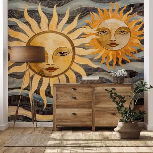 Yidbhsse Himmelskörper Tapeten Schlafzimmer, Sonne Gestreift Vliestapete Wohnzimmer, Welle Fashion Fototapete Wasserfest, Motivtapeten 3d, Wandtapete Wanddekoration Kinderzimmer 200 x 140 cm Yidbhsse Himmelskörper Tapeten Schlafzimmer, Sonne Gestreift Vliestapete Wohnzimmer, Welle Fashion Fototapete Wasserfest, Motivtapeten 3d, Wandtapete Wanddekoration Kinderzimmer 200 x 140 cm von Yidbhsse