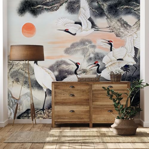 Yidbhsse Kran Vogel Tapete 368x254 cm, Tier Baum Vliestapete Wasserfest, Mandschurenkranich Fototapete 3d, Wandtapete Wohnzimmer, Abwaschbare Wallpaper Motivtapeten Schlafzimmer Yidbhsse Kran Vogel Tapete 368x254 cm, Tier Baum Vliestapete Wasserfest, Mandschurenkranich Fototapete 3d, Wandtapete Wohnzimmer, Abwaschbare Wallpaper Motivtapeten Schlafzimmer von Yidbhsse