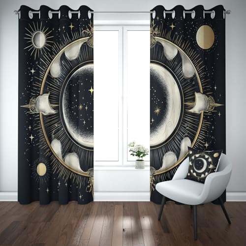 Yidbhsse Mond Sonne Verdunkelungsvorhang Gardinen Mit Ösen 2er Set, Stern Astronomische Thermovorhang Hitzeschutz Blickdicht Vorhang 137x117cm, Himmelskörper Blackout Curtain Wohnzimmer Yidbhsse Mond Sonne Verdunkelungsvorhang Gardinen Mit Ösen 2er Set, Stern Astronomische Thermovorhang Hitzeschutz Blickdicht Vorhang 137x117cm, Himmelskörper Blackout Curtain Wohnzimmer von Yidbhsse