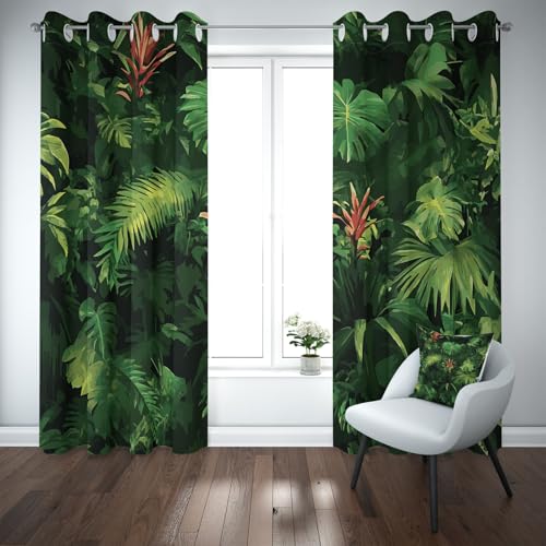 Yidbhsse Monstera Botanisch Thermovorhang Hitzeschutz Blickdicht Vorhang 175x70cm, Palmenblätter Tropisch Verdunkelungsvorhang Gardinen Mit Ösen 2er Set, Pflanzen Dschungel Blackout Curtain Wohnzimmer Yidbhsse Monstera Botanisch Thermovorhang Hitzeschutz Blickdicht Vorhang 175x70cm, Palmenblätter Tropisch Verdunkelungsvorhang Gardinen Mit Ösen 2er Set, Pflanzen Dschungel Blackout Curtain Wohnzimmer von Yidbhsse